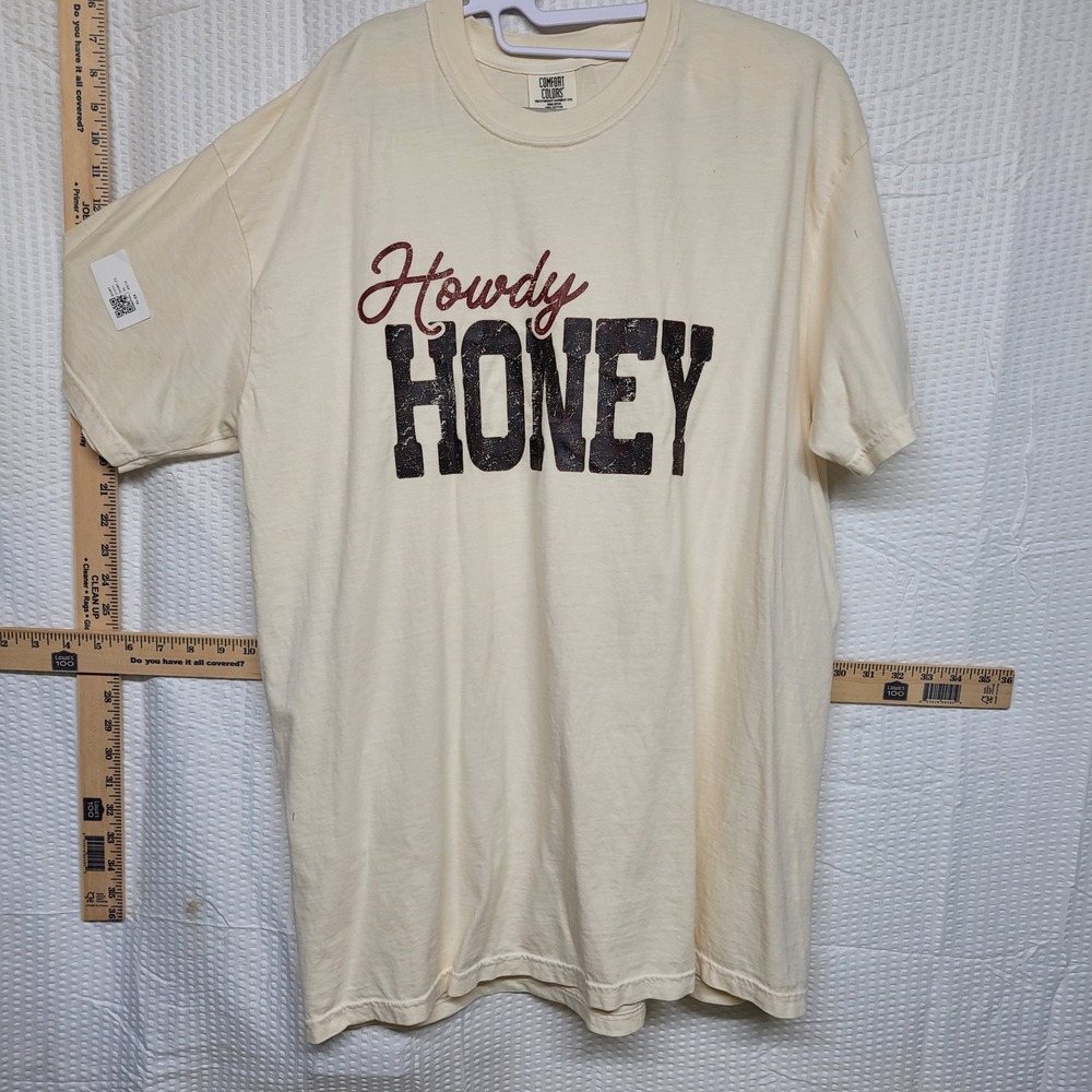 Comfort Colors Howdy Honey Graphic T-Shirt XL Cream Western Cotton‎ Tee